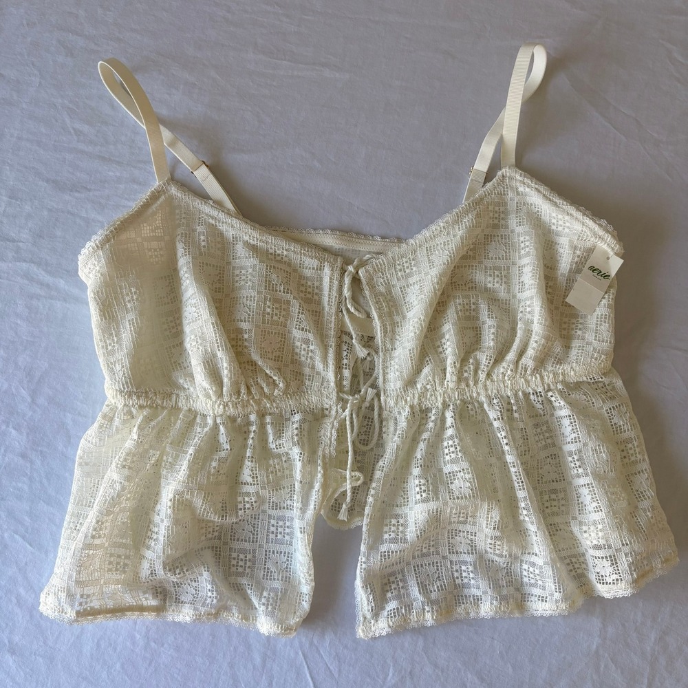 Aerie Show Off Romantic Lace Camisole Top Cream White XL NWT 069-2692-4161 - Picture 5 of 15